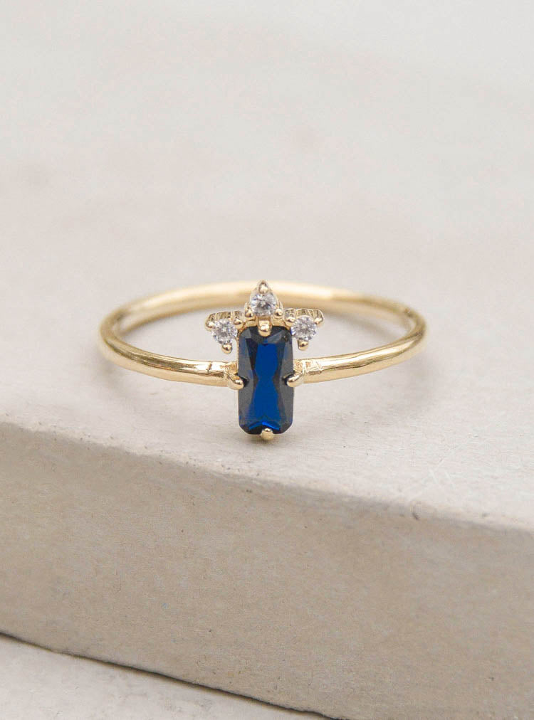 Gold Sapphire Baguette Ring by The Faint Hearted Jewelry