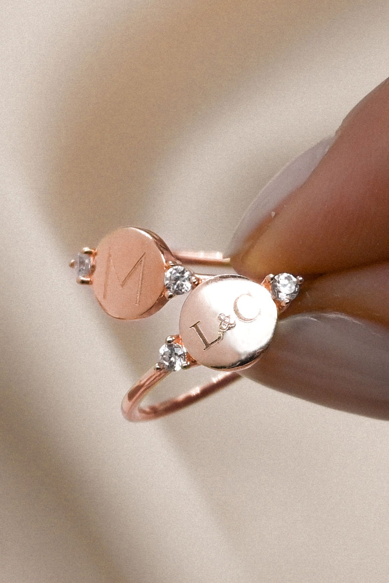 rose gold ring with engarvings