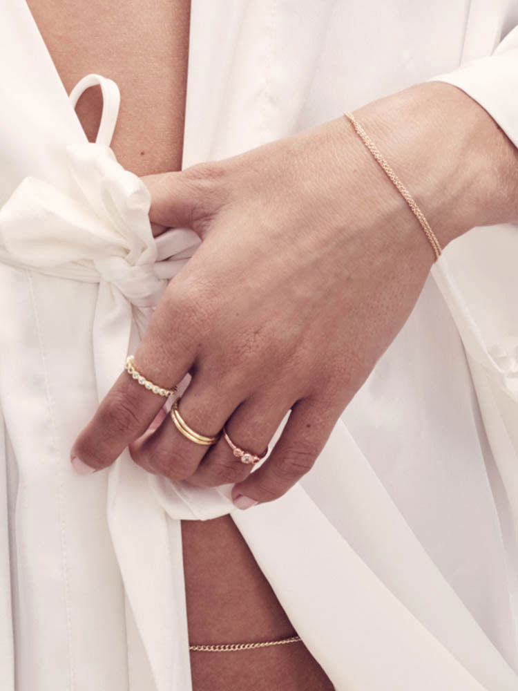 gold bezel dainty stacking ring
