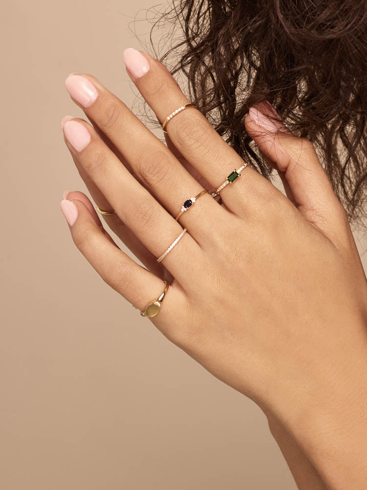 Gold Emerald  Classic Baguette Ring 