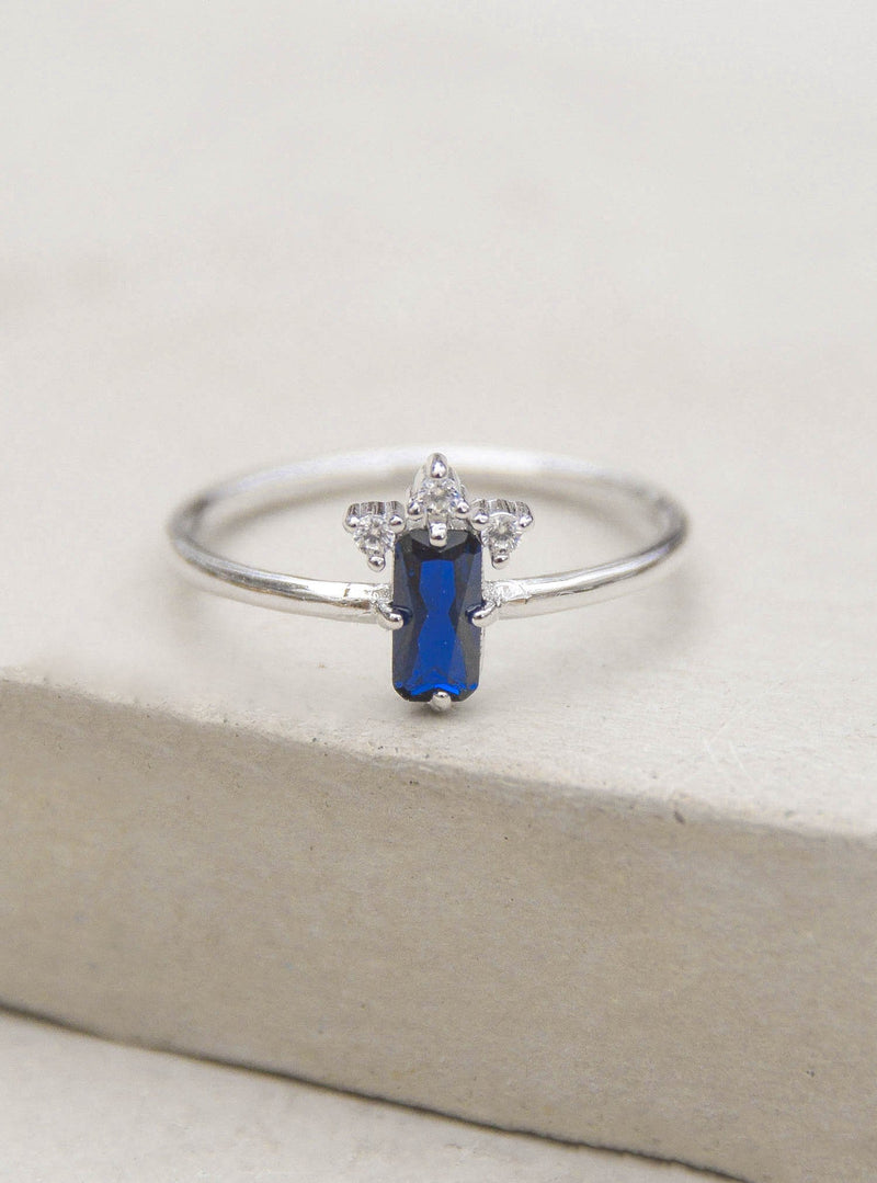 Silver Sapphire Baguette Ring by The Faint Hearted Jewelry
