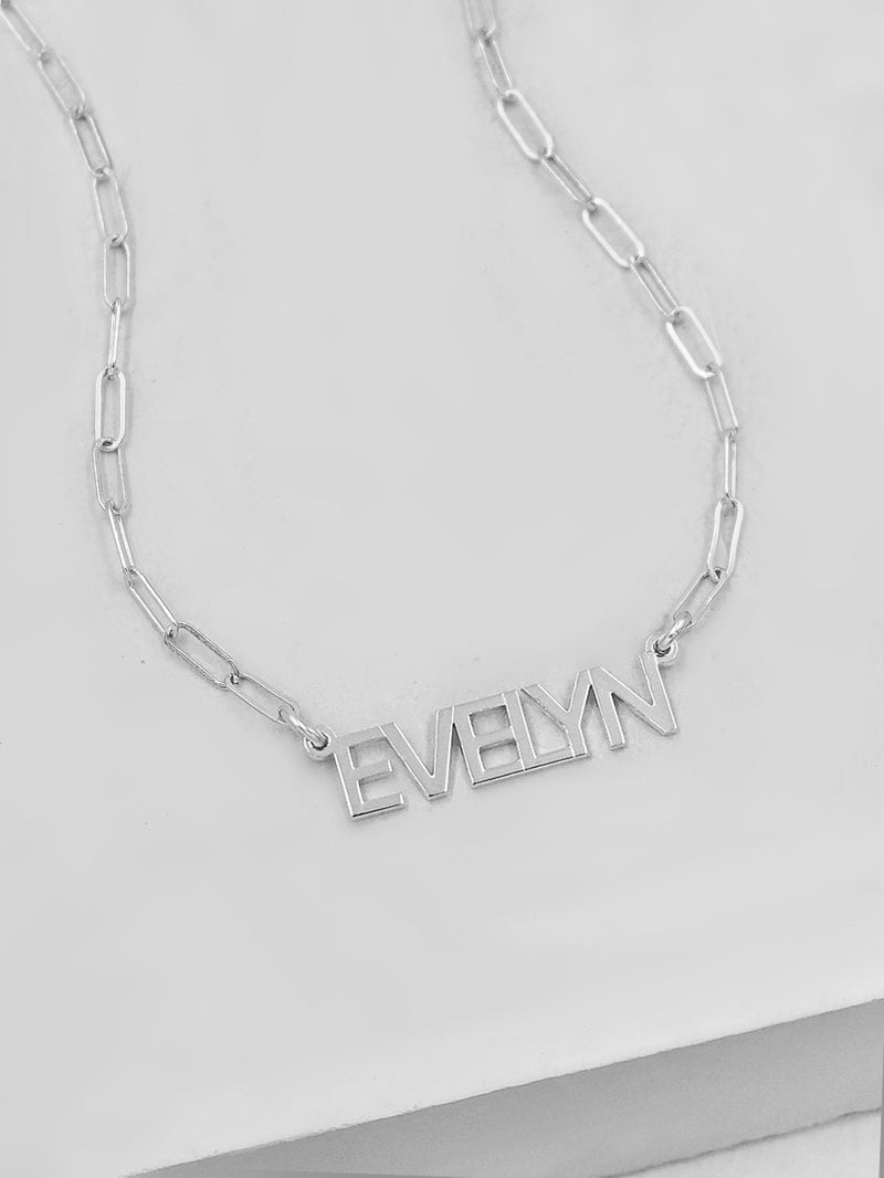 Block Nameplate Necklace