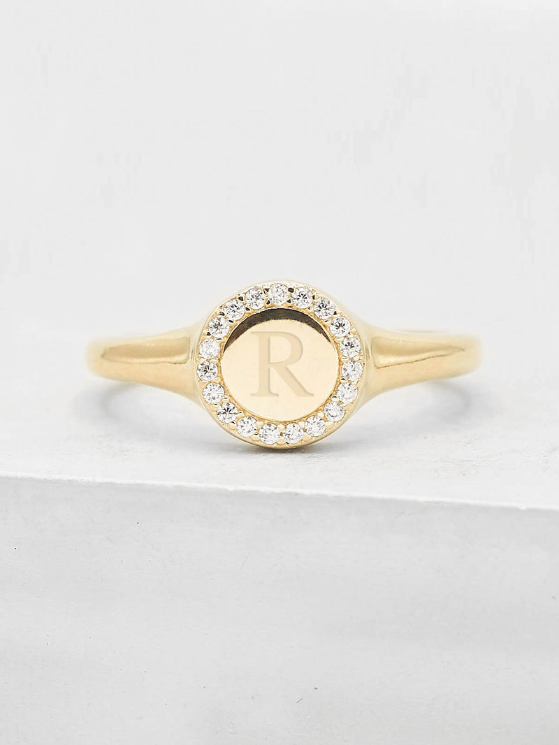 Sparkle Signet Ring - Rose Gold