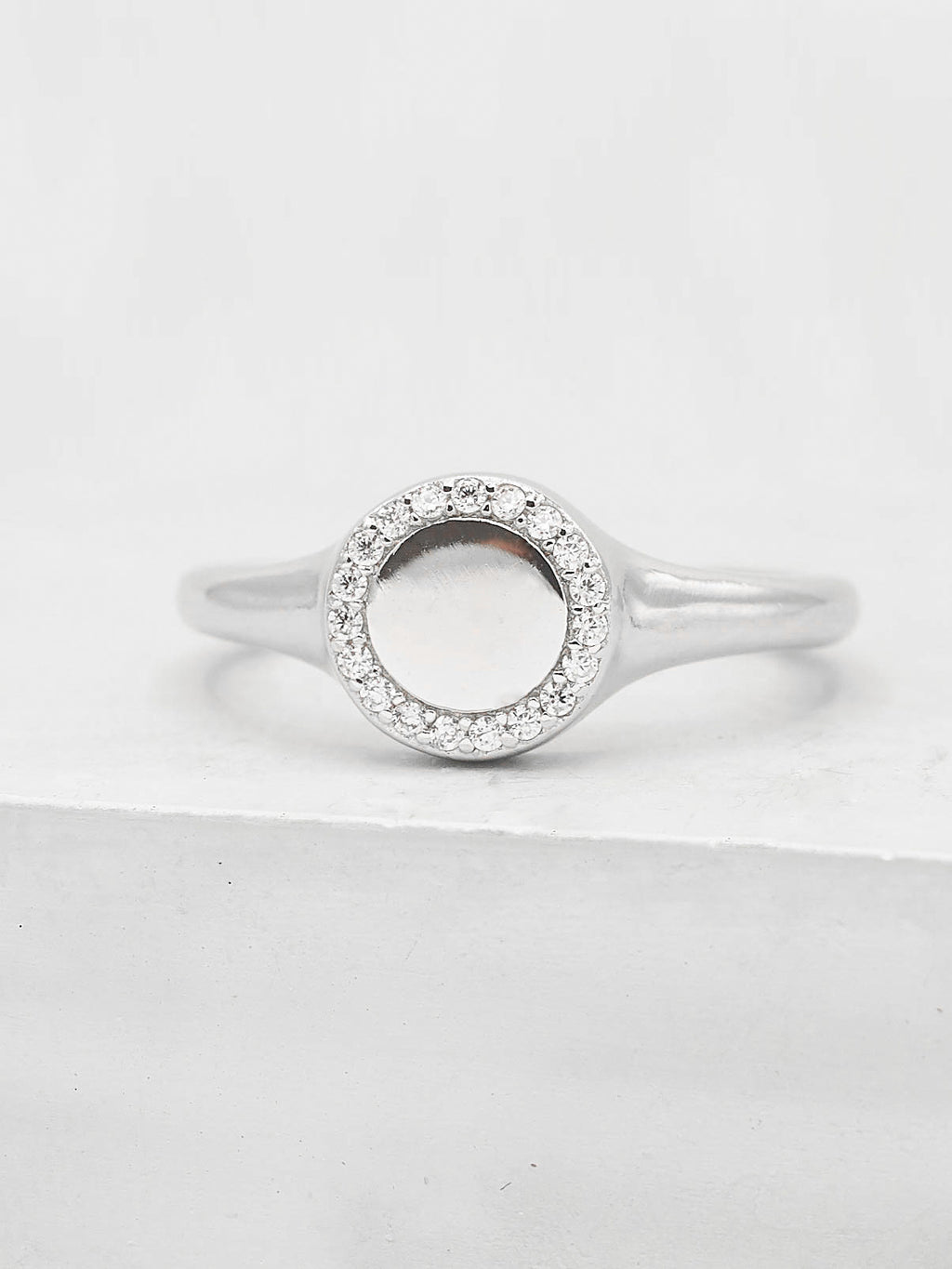 Sparkle Signet Ring - Silver
