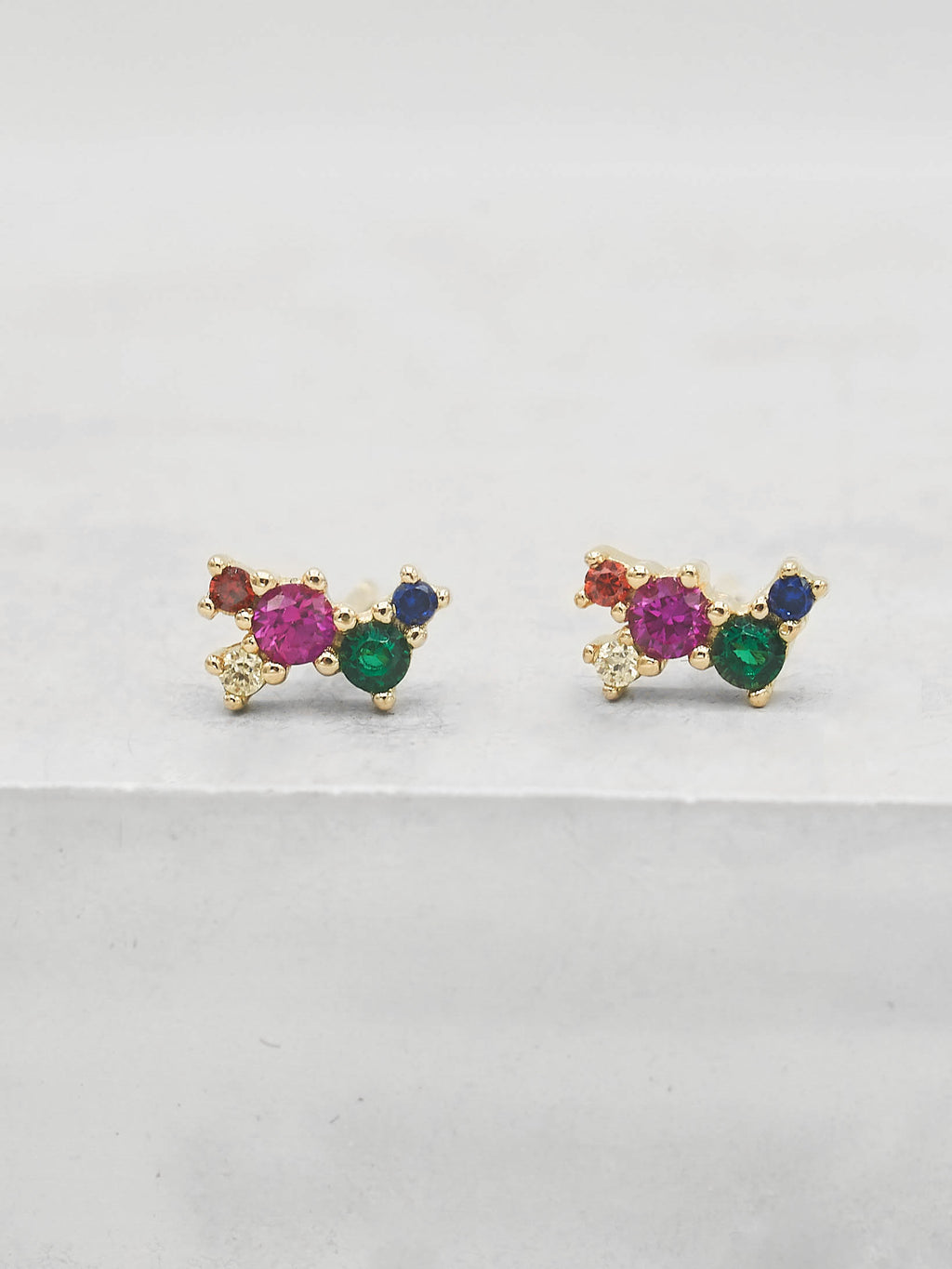 Gold Plated Rainbow  CZ Cubic Zirconia Twilight Style Stud dainty Stud Earrings by The Faint Hearted jewelry