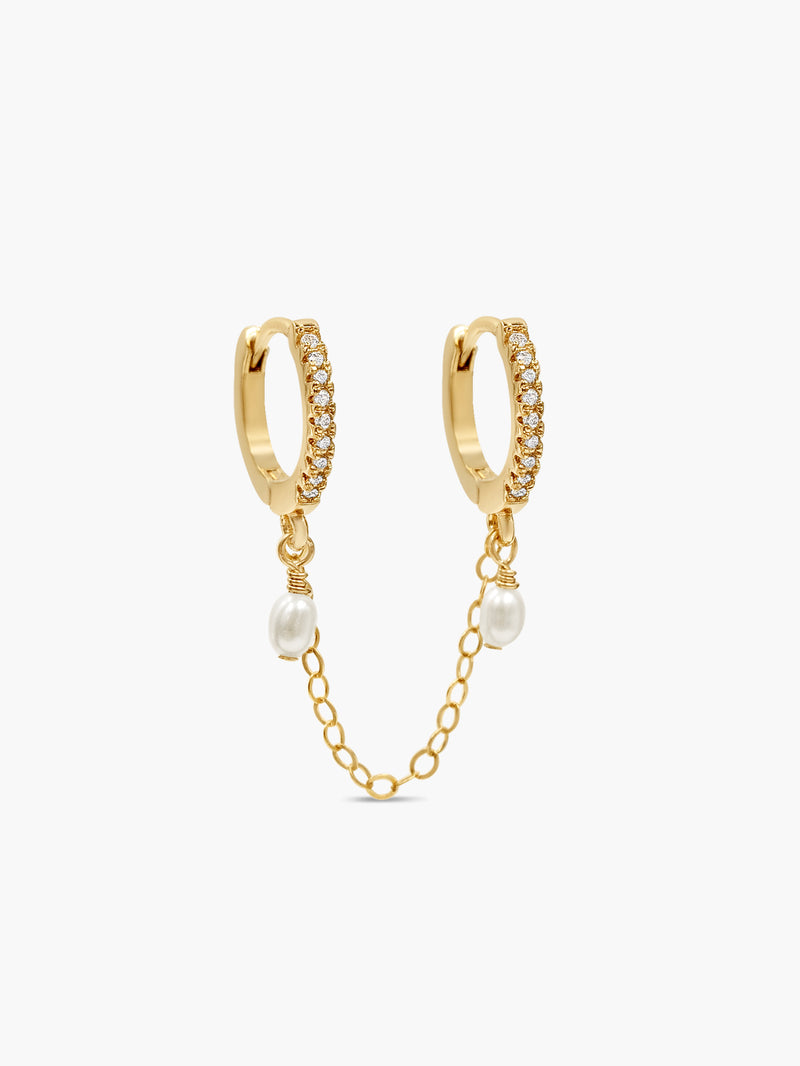 Chain Huggies with Pearls