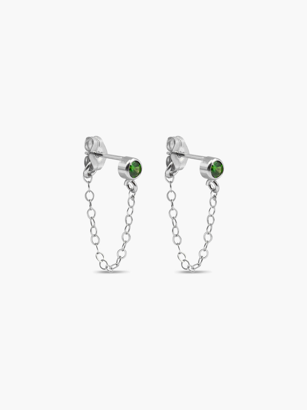 Green CZ Chain Studs - Cable Chain