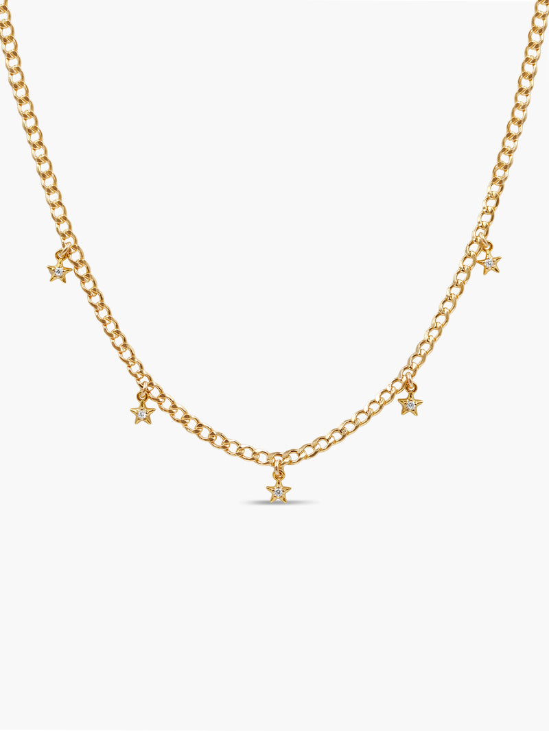 5-Star Dangle Curb Necklace