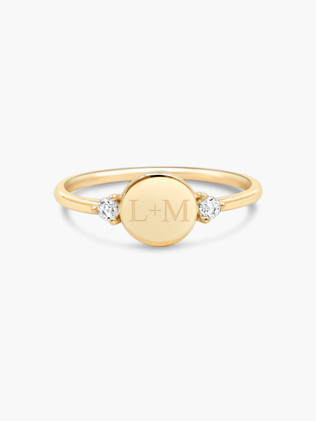 engraved gold disc ring