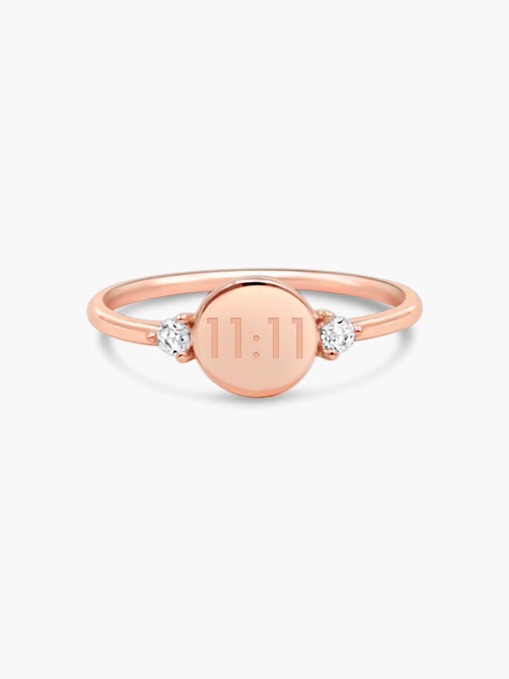 rose gold disc ring with engravings