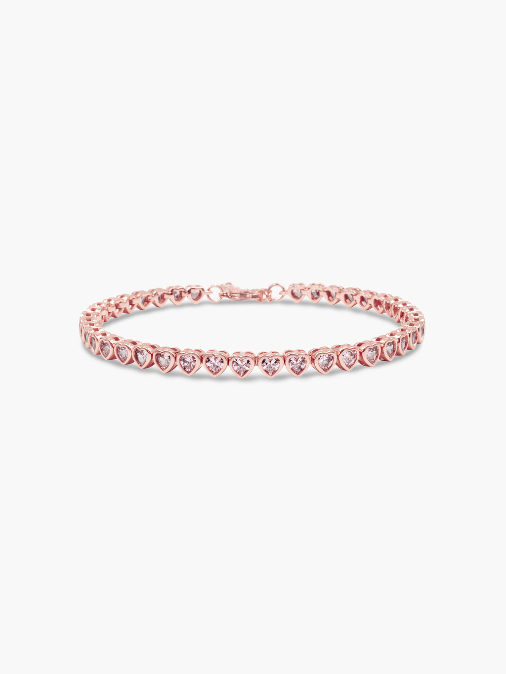 Heart Tennis Bracelet - Pink