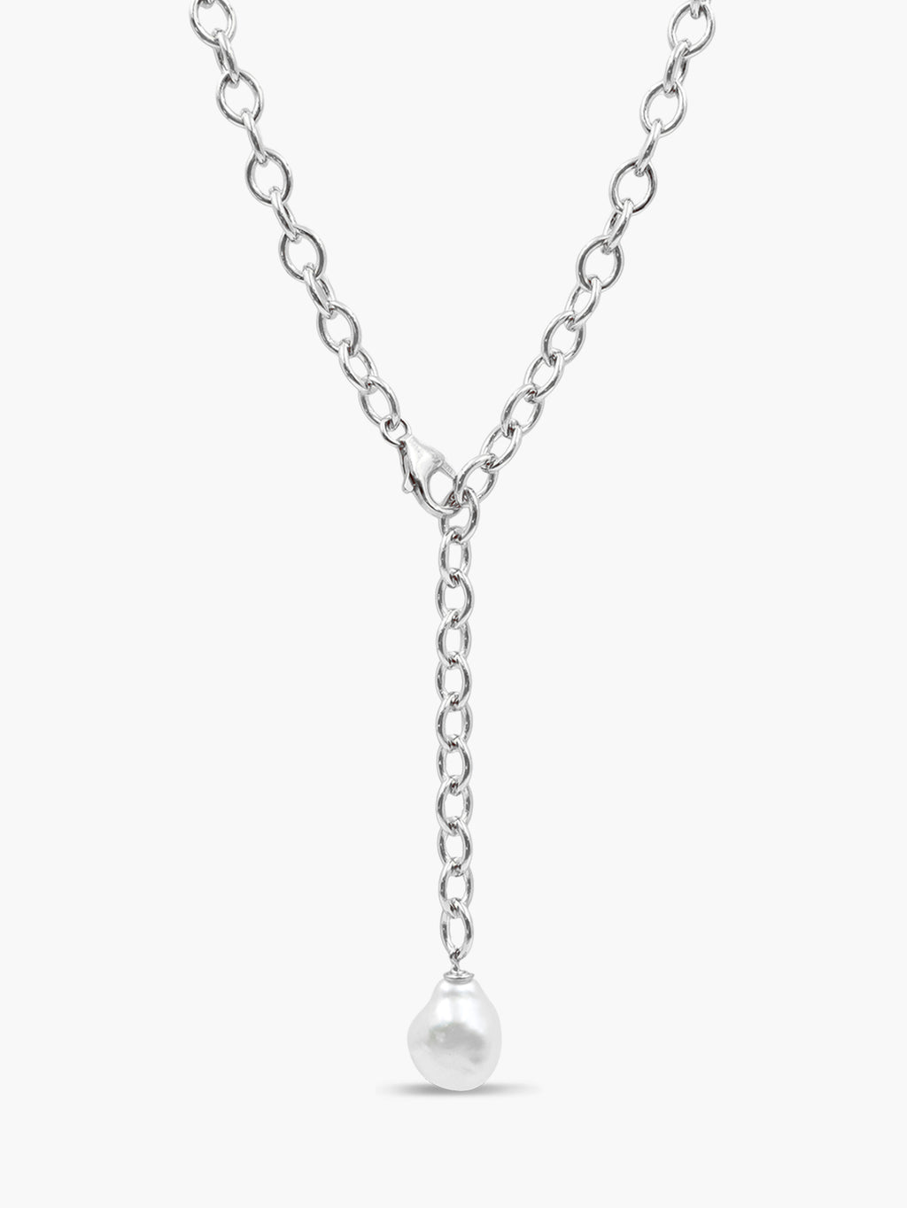 Thick Cable Chain with Pearl Lariat