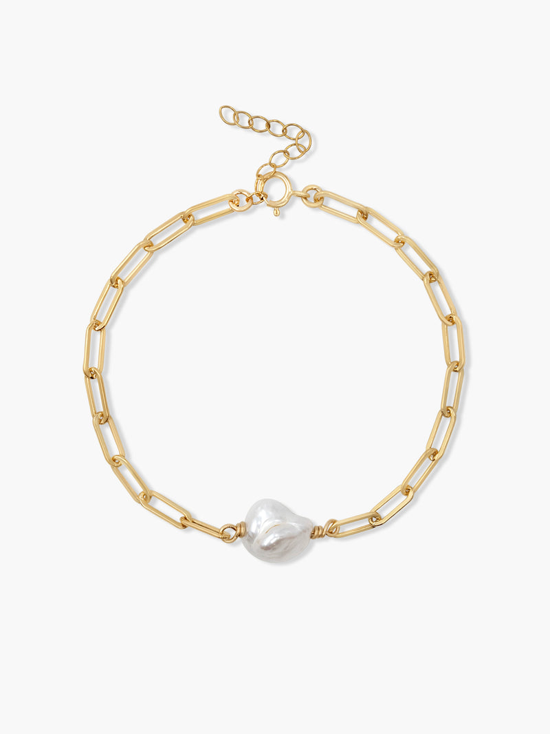 Paperclip bracelet with large Pearl