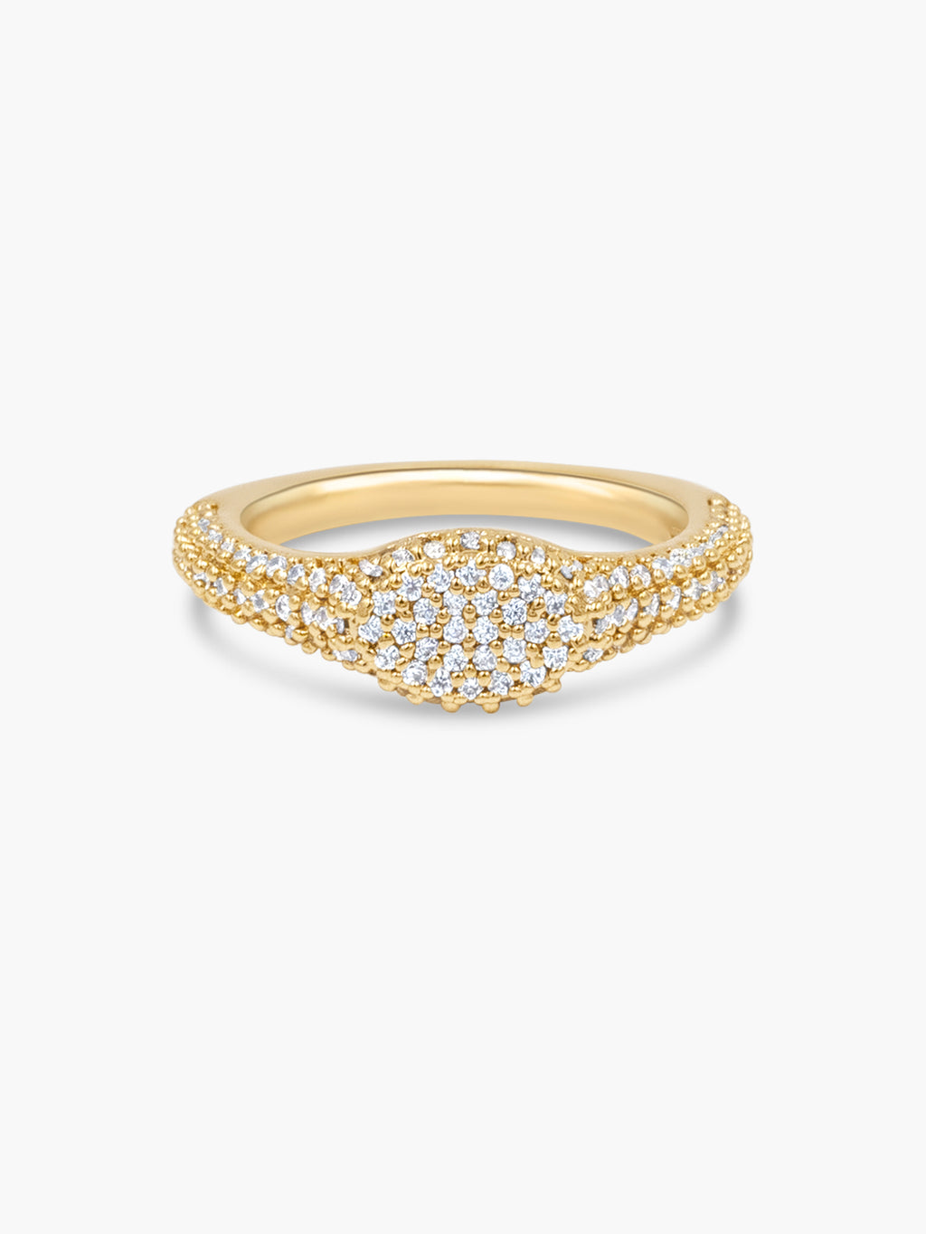 diamante signet gold ring