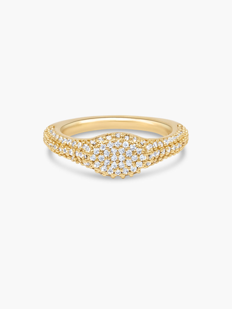 diamante signet gold ring