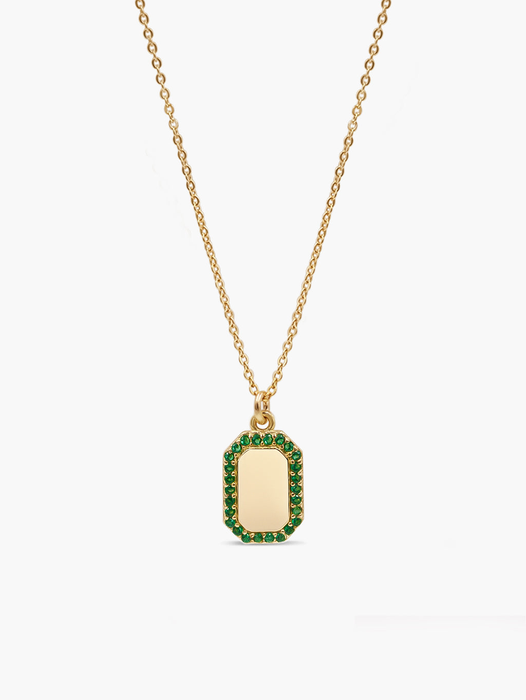 Sparkle Tag Necklace - Green