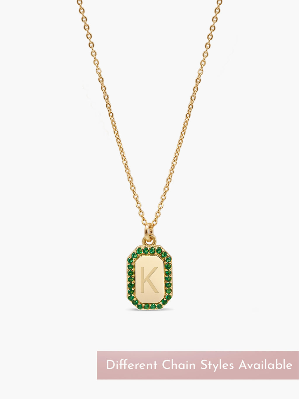 Sparkle Tag Necklace - Green