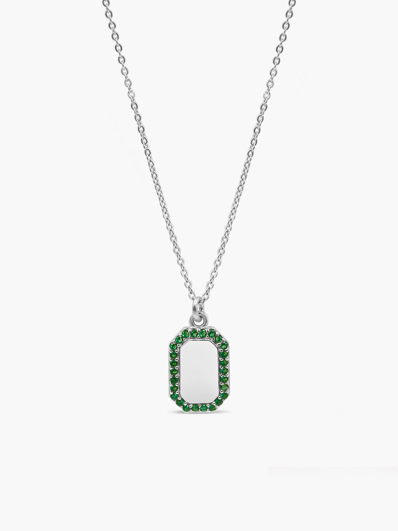 Sparkle Tag Necklace - Green