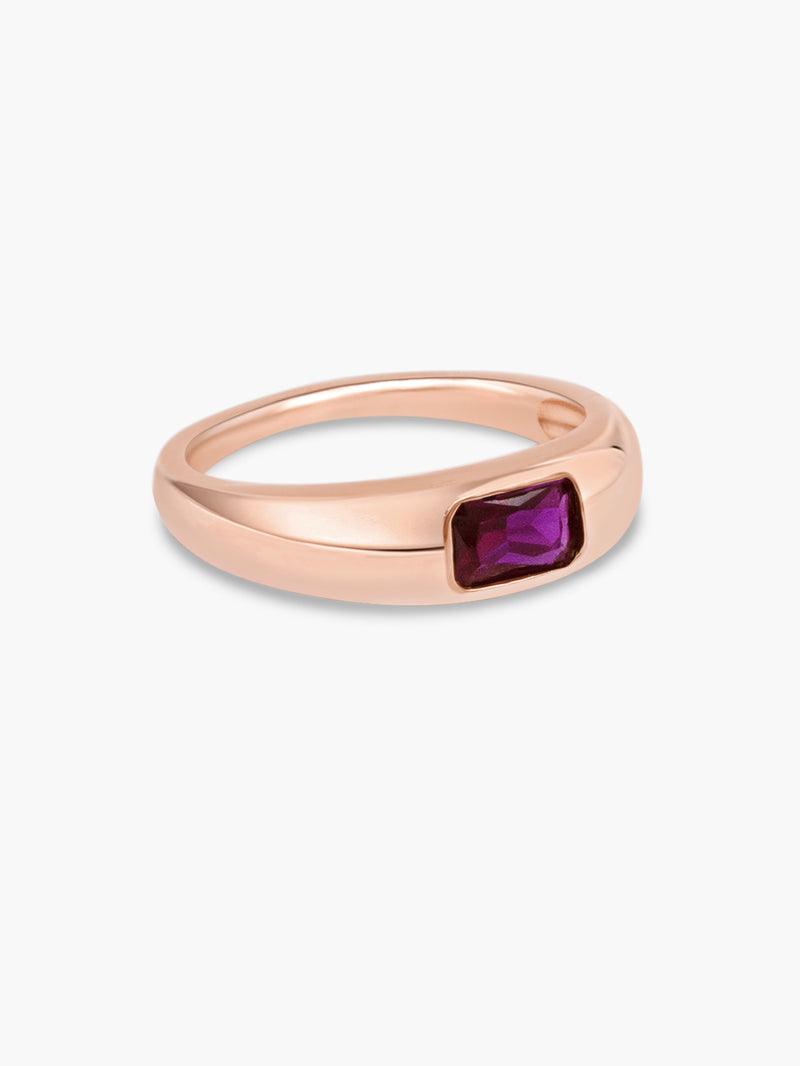 rose gold baguette dome ring