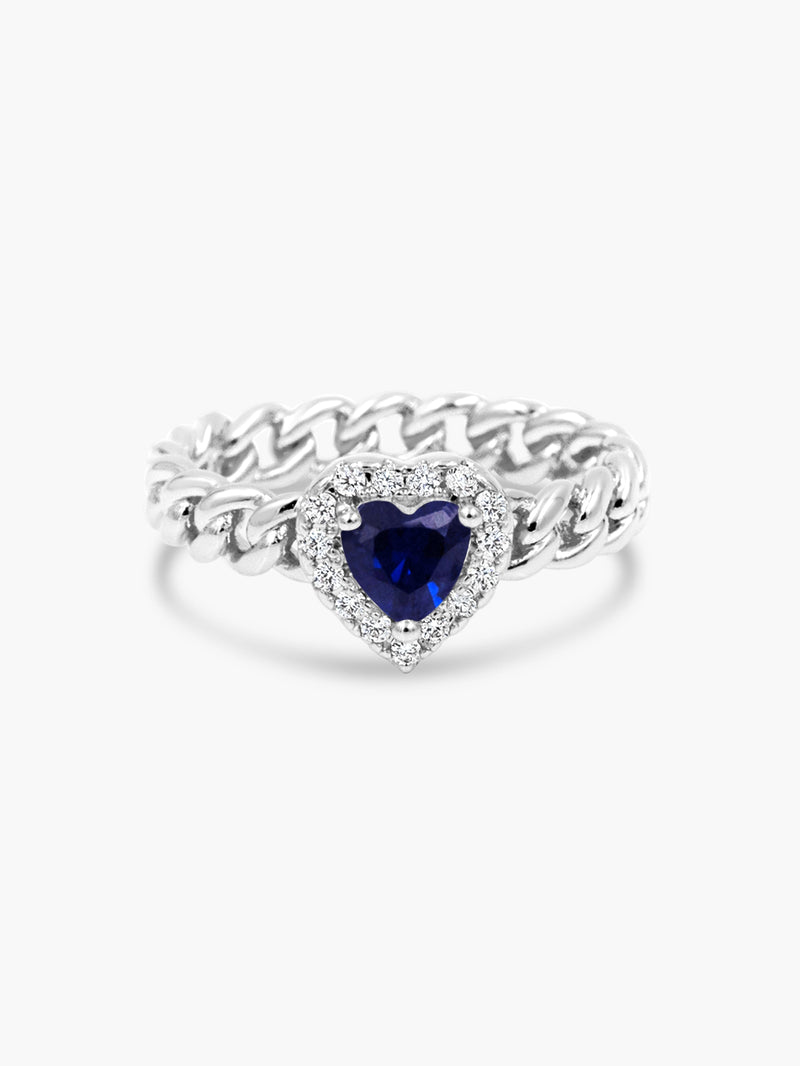 Heart Halo Ring - Blue