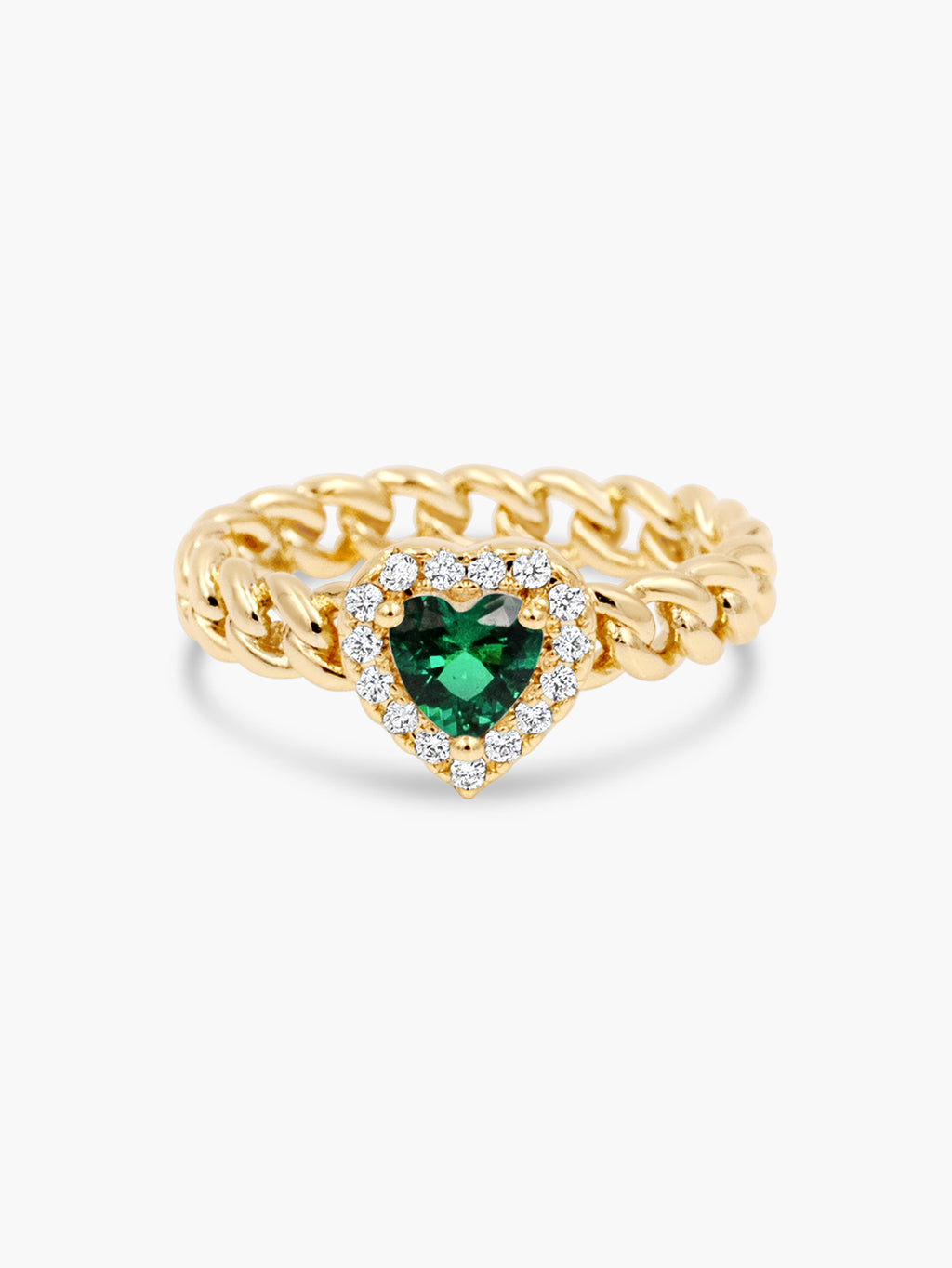 Heart Halo Ring - Green