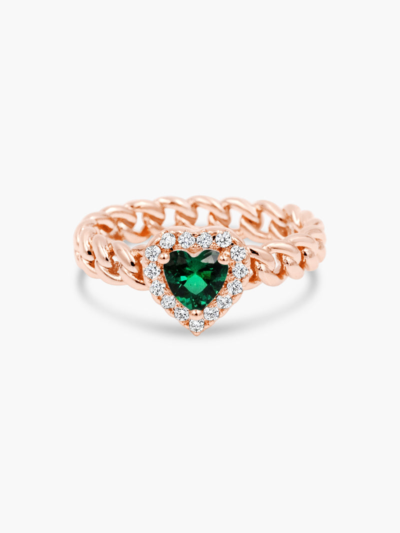 Heart Halo Ring - Green