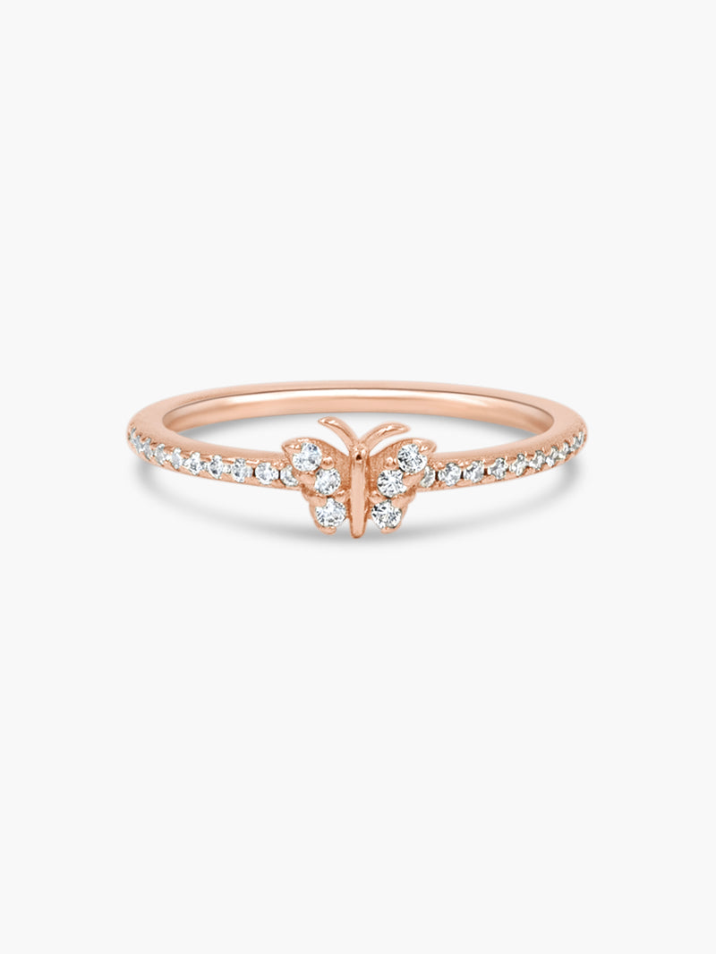 rose gold trendy butterfly ring
