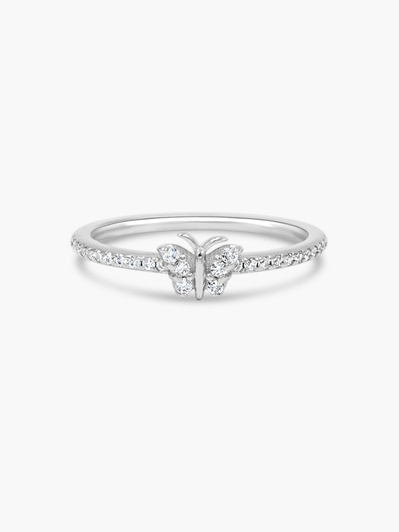 silver butterfly stacking ring