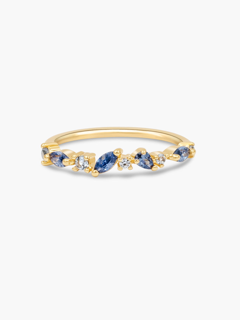 gold aquamarine cluster ring