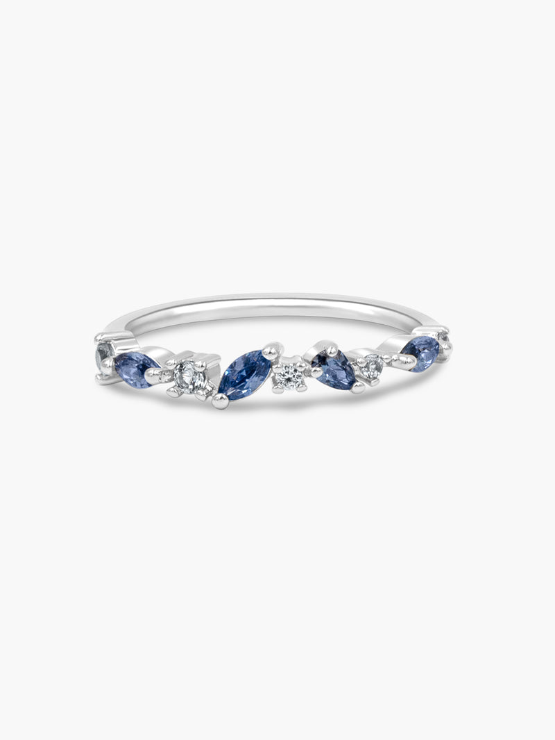 silver blue cluster stacking ring