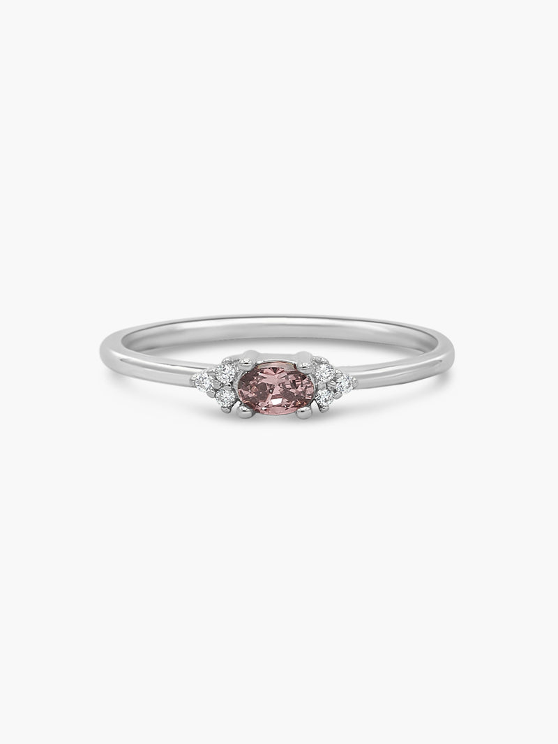 silver stacking ring with pink stones