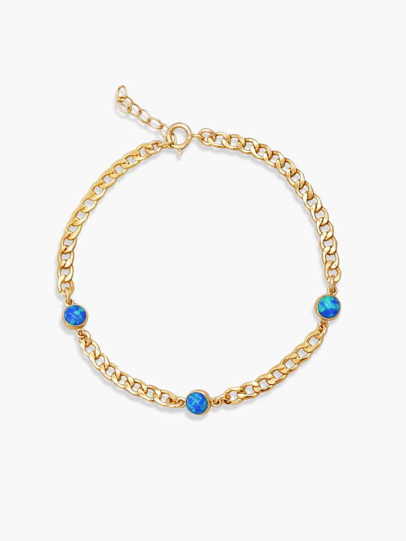 Blue Opal Cuban Link Bracelet