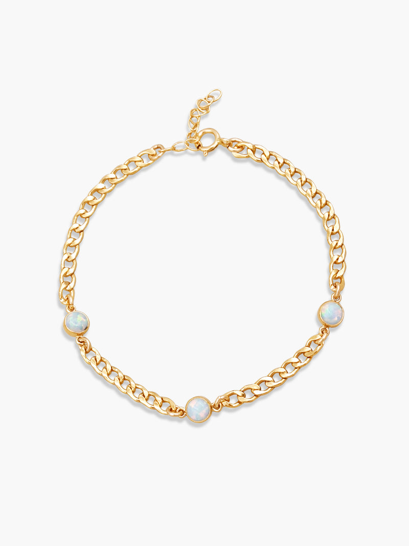 White Opal Cuban Link Bracelet