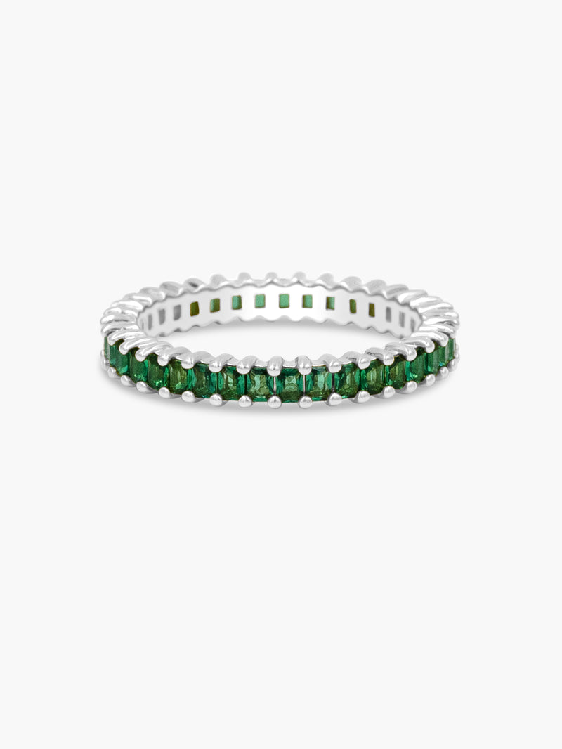 Vertical Baguette Eternity Ring - Green