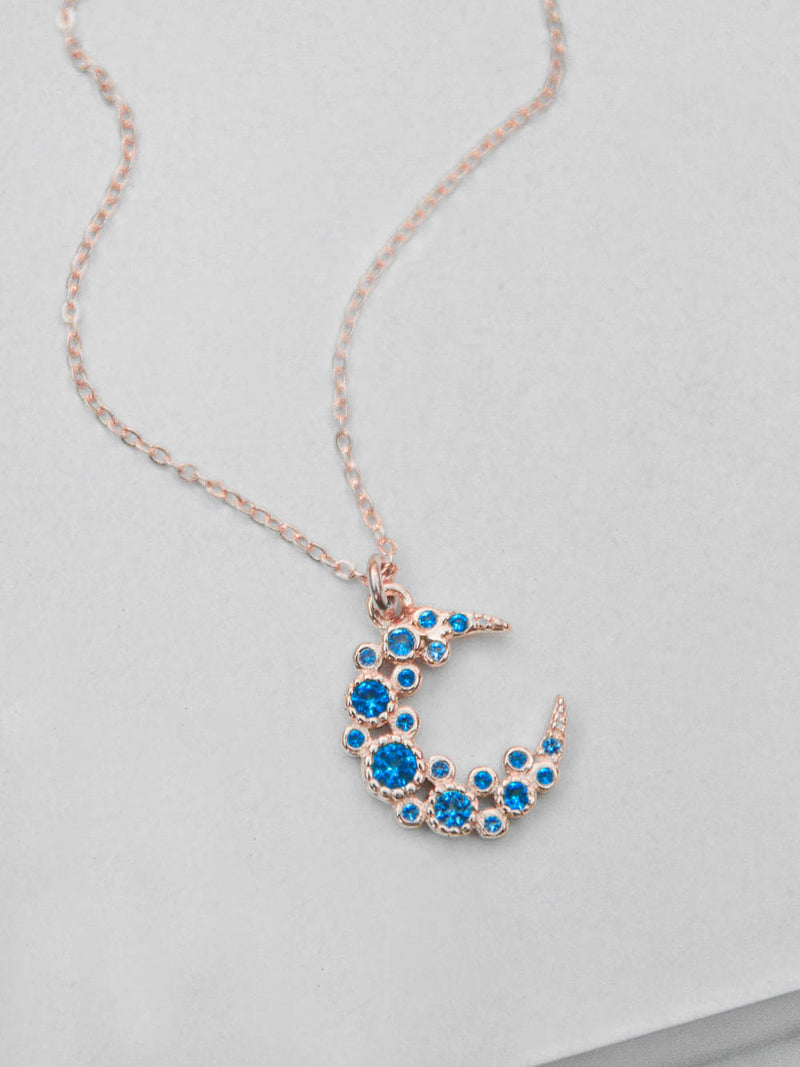 Cluster Moon Necklace - Blue