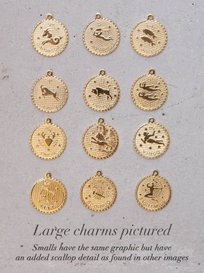 Lareg Gold Zodiac  Necklace by The Faint Hearted Jewelry